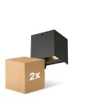 Duopack D'Lite Wall Light Elingen Aluminium Black 4.9W 290lm - 830 Warm White | IP65 - Light Sensor